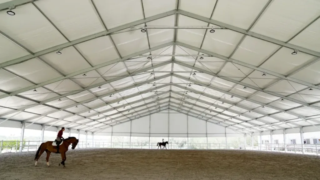 "Curve Tent Rental setup by one of the leading Tents and Shades Companies in UAE, ideal for events seeking elegance and reliable structural design."